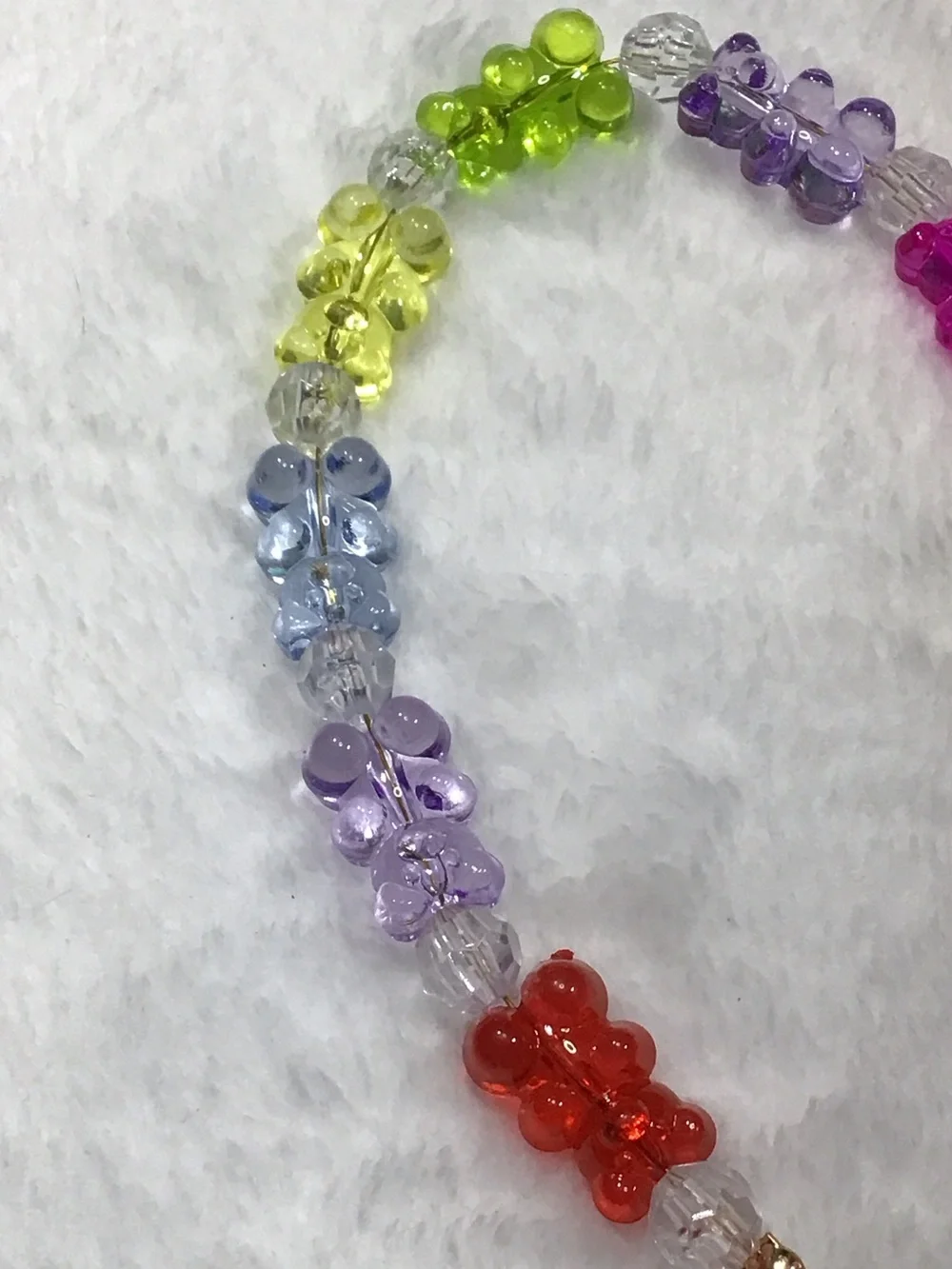 Kids Multicolor Gummy Bear Beaded Lanyard with Gold Clips
